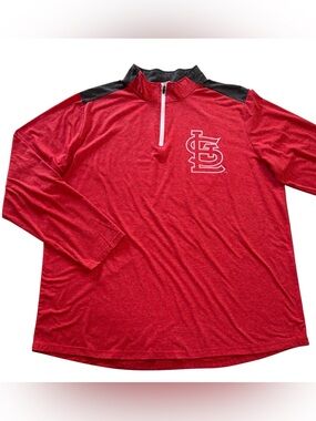 St Louis Cardinals MLB Men’s 1/4 Zip Lightweight Pullover Jacket Red Logo sz XL